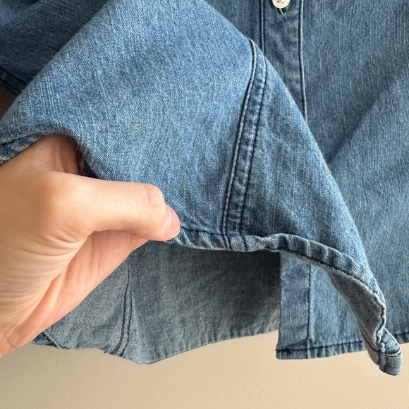 Talbots Petites Denim Button-Up Shirt, Medium Wash Chambray Shirt, Size SP - Picture 9 of 15